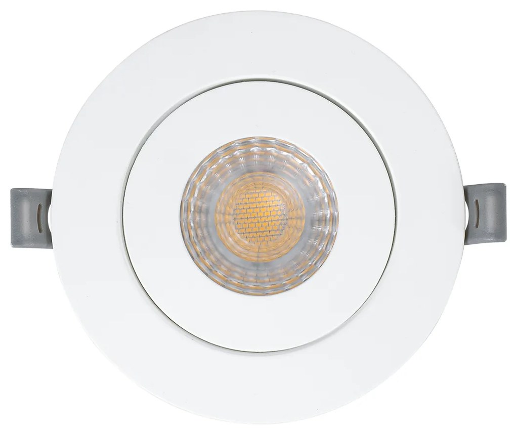 GloboStar® LEXIS JOINT 60991 Χωνευτό LED Κινούμενο Spot Downlight 7W 660lm 45° AC 220-240V IP44 Φ12cm x Υ3.1cm - Στρόγγυλο - Λευκό - Θερμό Λευκό 2700K - Bridgelux Chip - TÜV Certified Driver - 5 Years Warranty