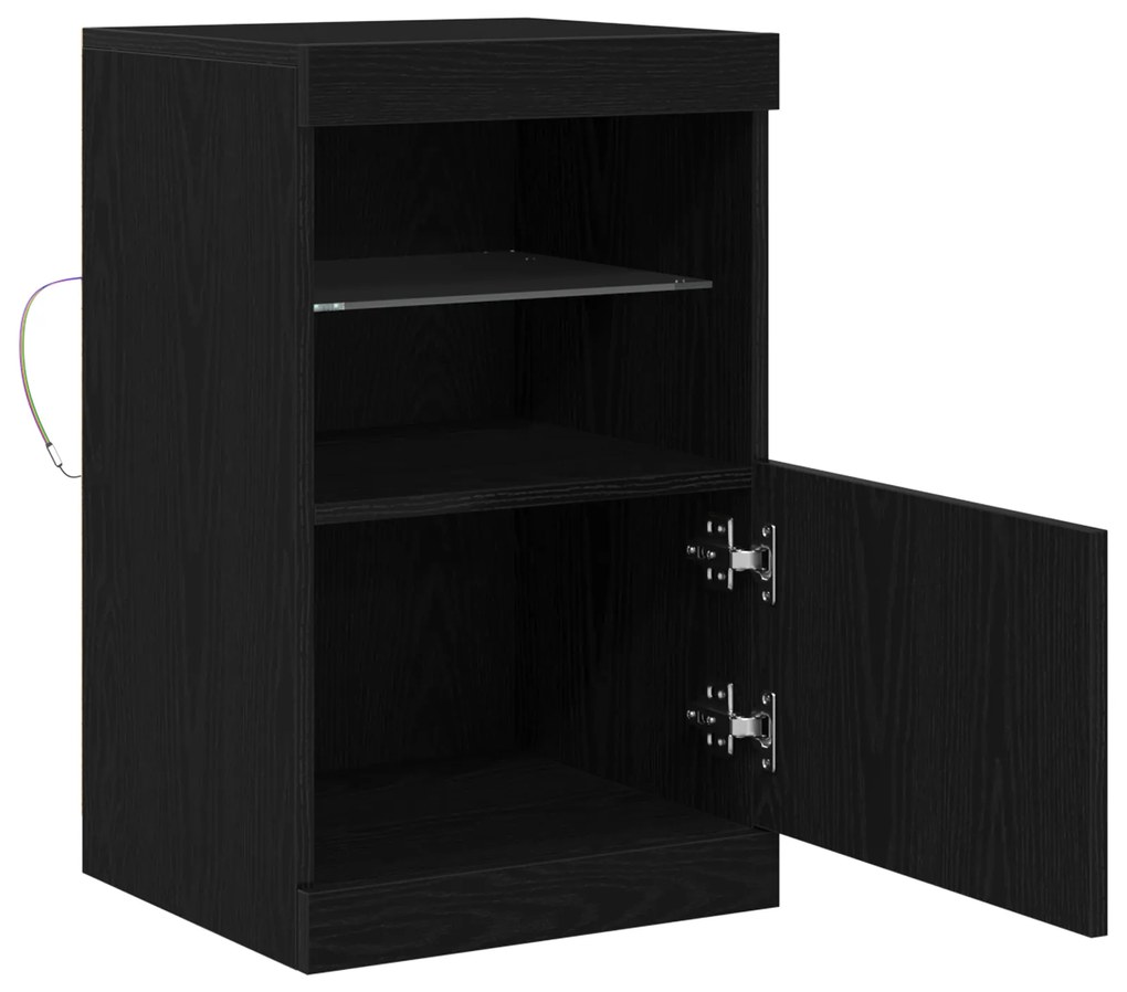 vidaXL Μπουφές με LED Φώτα Μαύρη Δρυς 41x37x67 εκ.