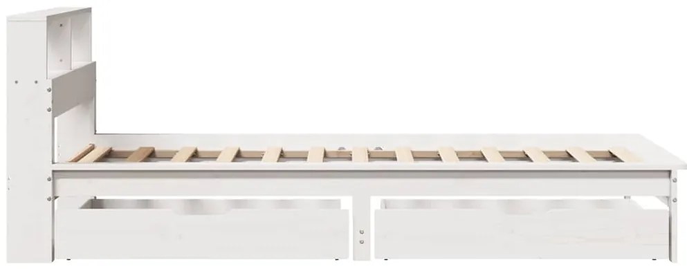 vidaXL Κρεβάτι Βιβλιοθήκη Χωρίς Στρώμα Λευκό 75x190 εκ Μασίφ Πεύκο