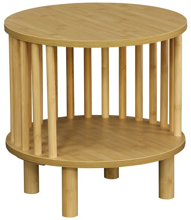 Κομοδίνο Nodial pakoworld MDF/Bamboo σε φυσική απόχρωση Φ40x40εκ