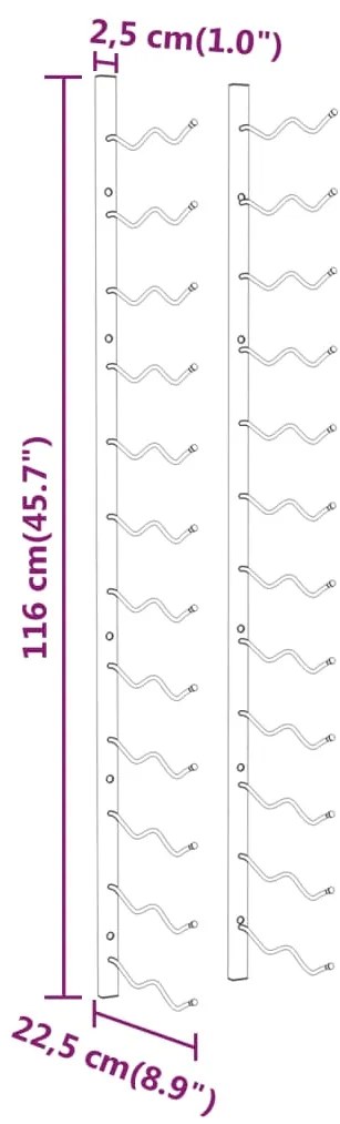 vidaXL Ραφιέρα Κρασιών Τοίχου για 24 Φιάλες Χρυσή Σιδερένια