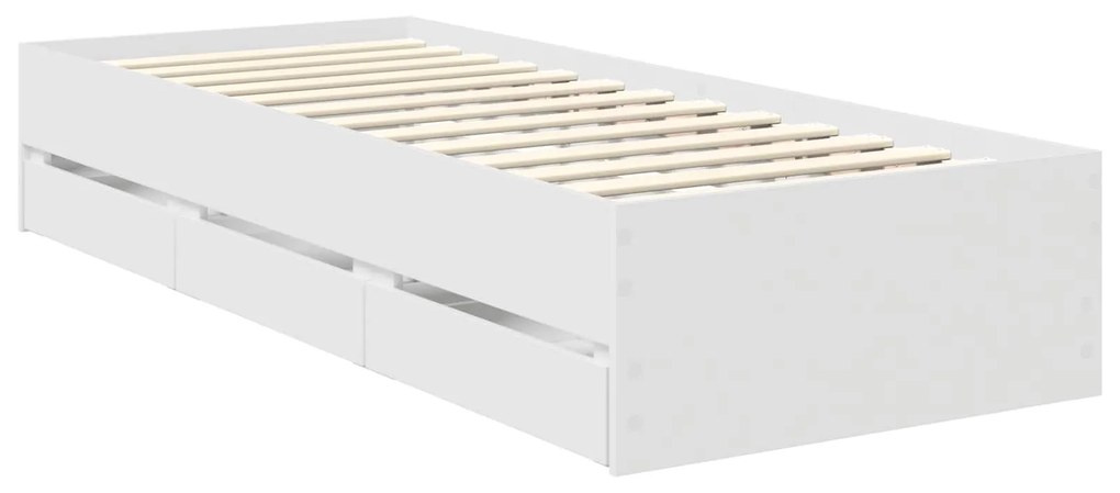 vidaXL Σκελετός Κρεβατιού Λευκό 75 x 190 cm Μηχανήματος Ξύλο