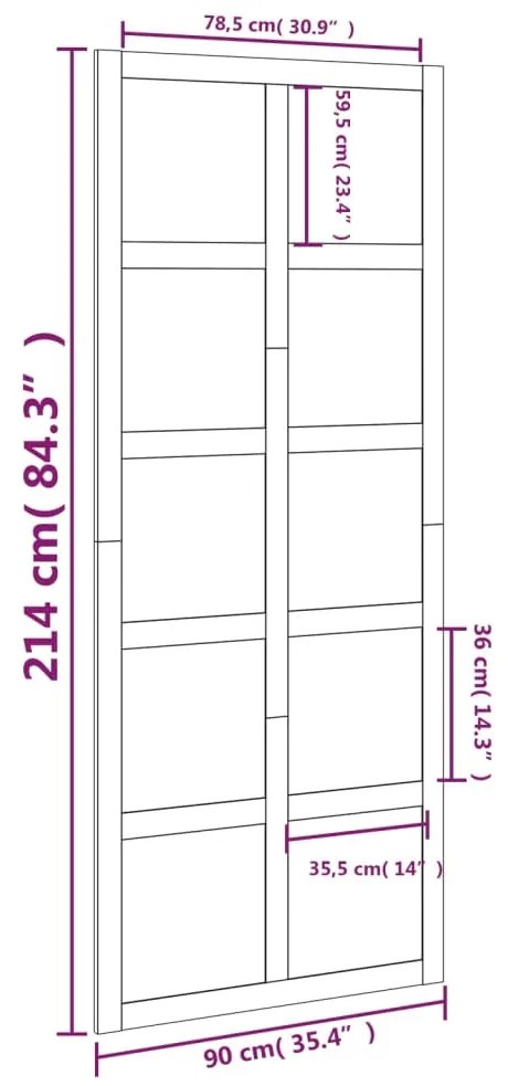 Πόρτα Αχυρώνα 90x1,8x214 εκ. από Μασίφ Ξύλο Πεύκου - Καφέ