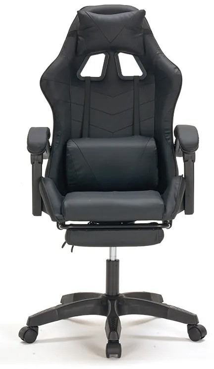 A9937 ΜΑΥΡΟ PVC ΠΟΛΥΘΡΟΝΑ GAMING/ΜΕ ΥΠΟΠΟΔΙΟ 64X59X43-112/53-125εκ.