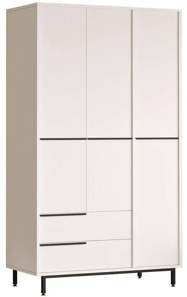 Ντουλάπα Τρίφυλλη On 956LCS3495 112,2x55x195,6cm White-Black Τρίφυλλη