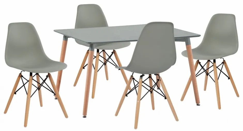 Τραπεζαρία HM10229.10 (Σετ 5τμχ) Τραπέζι Minimal 120x80x73cm Με Καρέκλες Twist Grey Four Seater