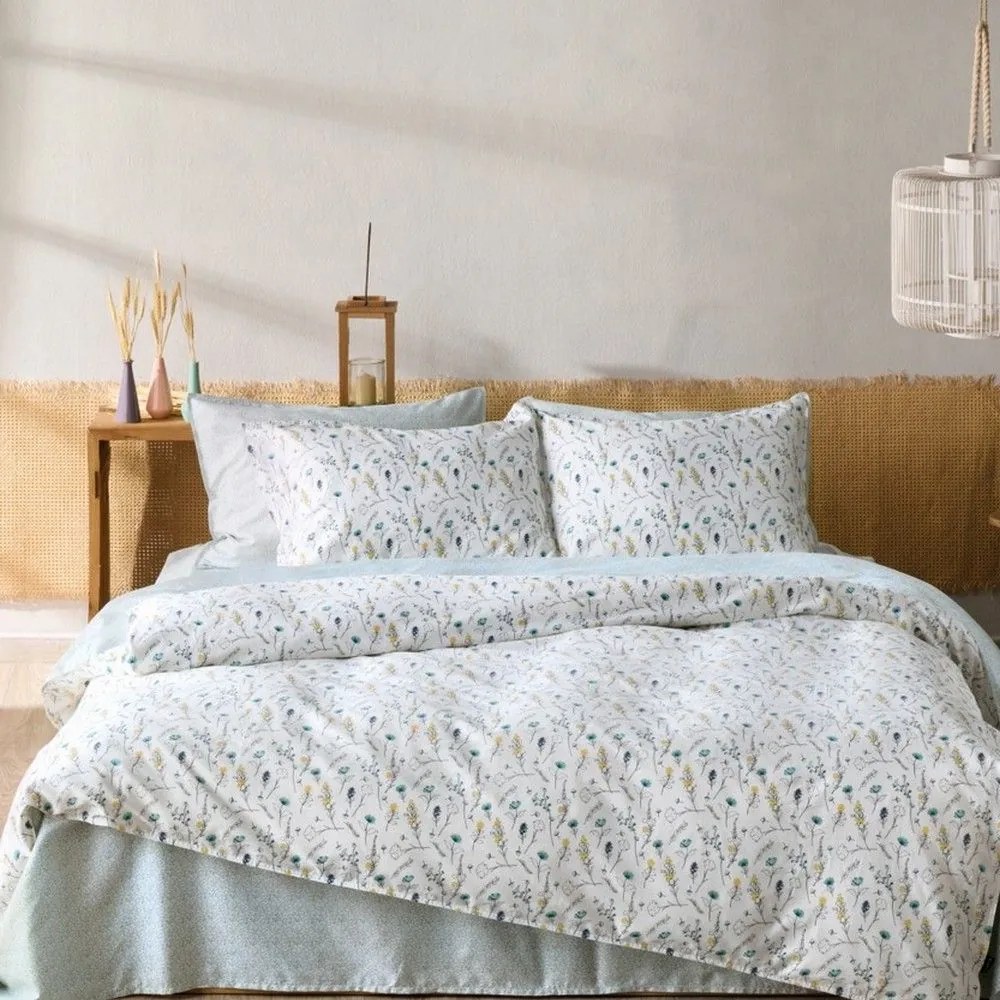 Κουβερλί Erbe 10 White-Yellow Kentia Υπέρδιπλo 230x250cm 100% Βαμβακοσατέν