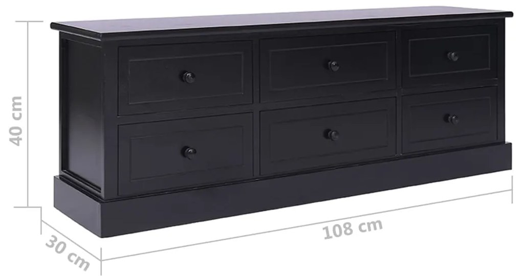 vidaXL Έπιπλο Τηλεόρασης Μαύρο 108x30x40 εκ. από Μασίφ Ξύλο Παυλώνιας