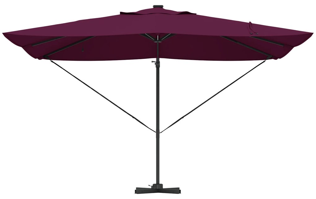 vidaXL Cantilever Roma Parasol με LEDs Μπορντώ 352x251x265 εκ. Αλουμίνιο