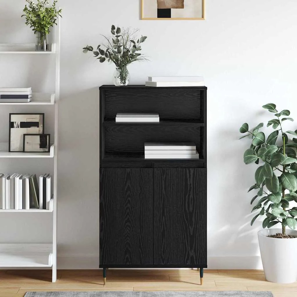 vidaXL Highboard με ράφι Μαύρο 60 x 36 x 110 εκ Επεξεργασμένο ξύλο