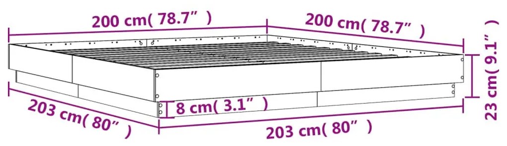 Πλαίσιο Κρεβατιού Γκρι Sonoma 200x200 εκ. Επεξεργασμένο Ξύλο - Γκρι