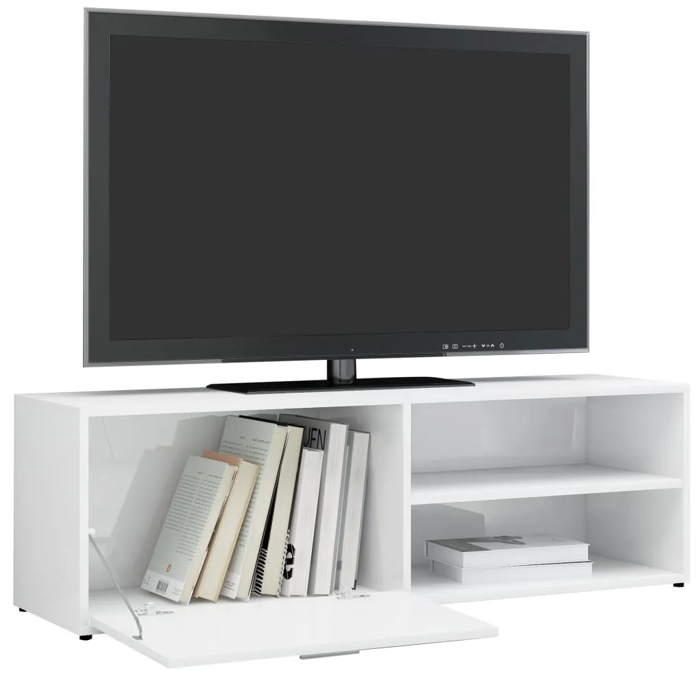 vidaXL Έπιπλο Τηλεόρασης Γυαλιστερό Λευκό 120x34x37 εκ. Επεξ. Ξύλο