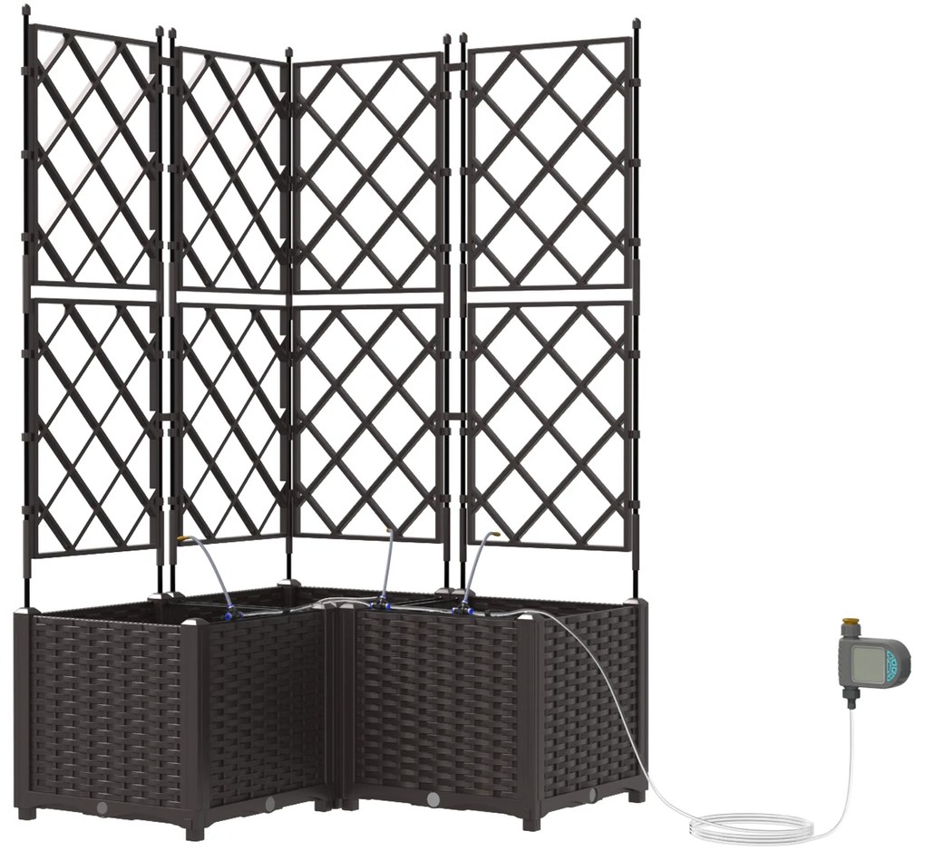 vidaXL Γλάστρες Κήπου 1 τεμ Καφασωτό Καφέ 80 x 80 x 142 cm Πλαστικό