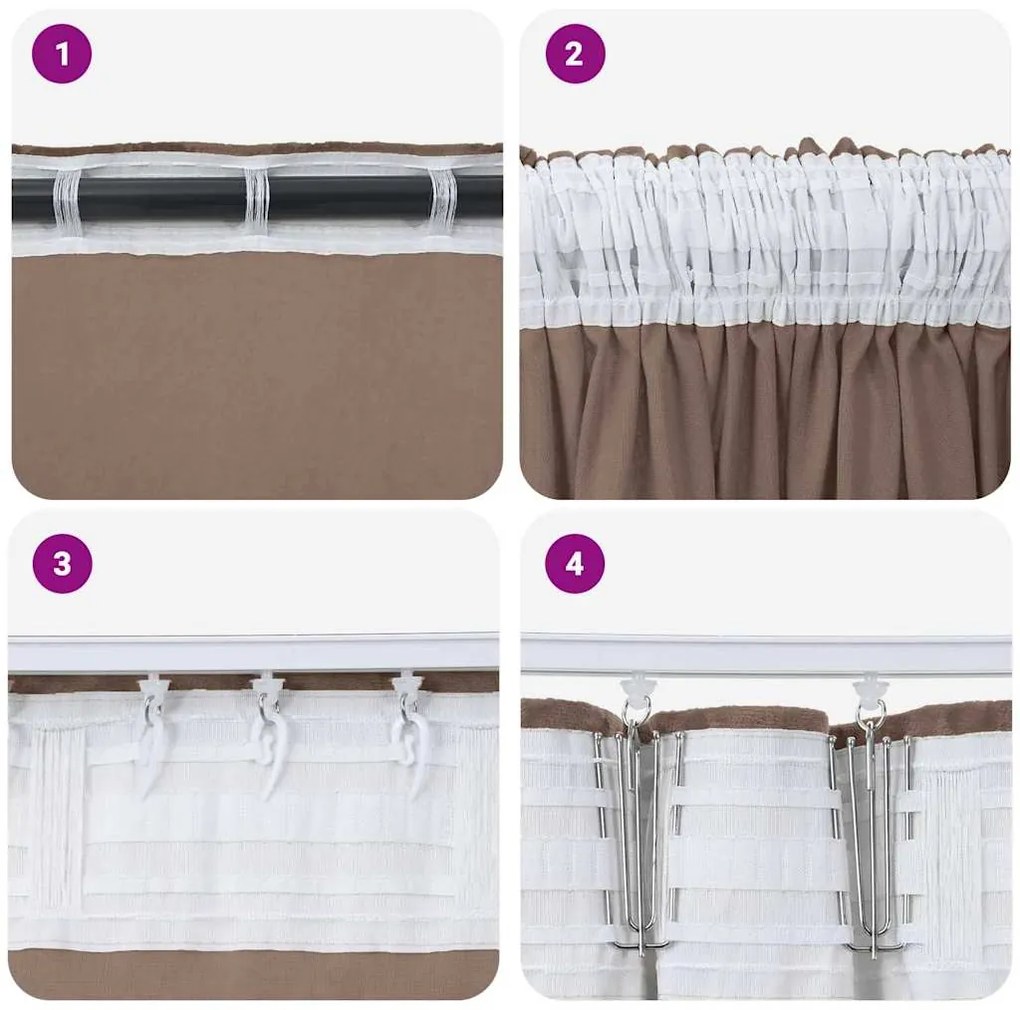 vidaXL Κουρτίνα με κουρτίνες 2 pcs Καπουτσίνο 225 x 140 εκ. Βελούδο