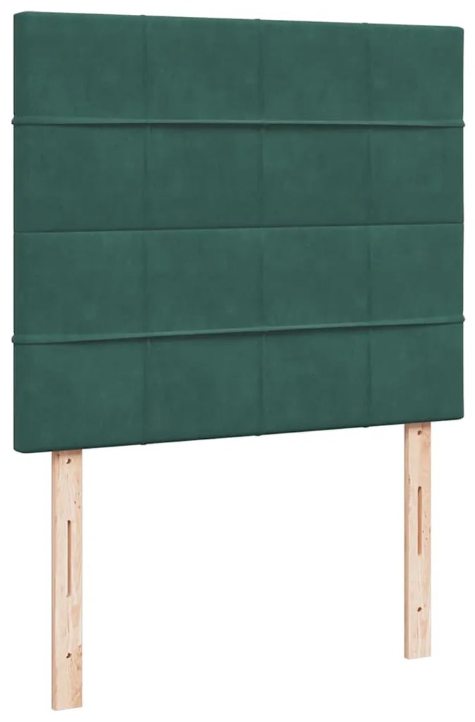 vidaXL Κρεβάτι Boxspring με Στρώμα Σκούρο Πράσινο 120x190εκ. Βελούδινο