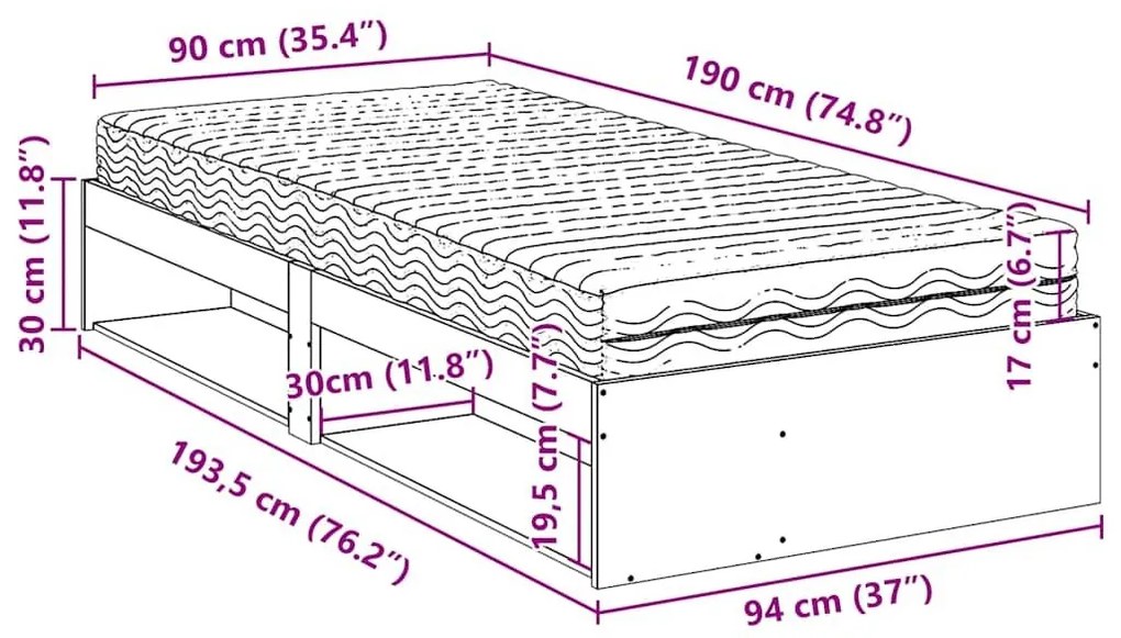 Καναπές Κρεβάτι με Στρώμα Καφέ 90x190 εκ. Μασίφ Ξύλο Πεύκου - Καφέ