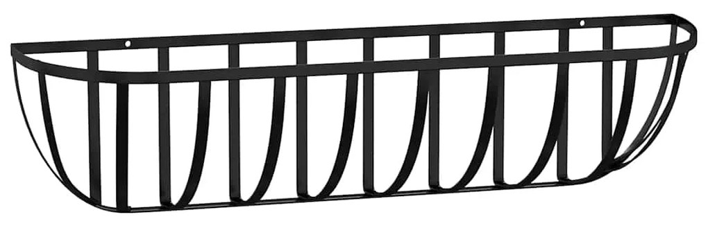 vidaXL Ζαρντινιέρες Τοίχου 2 τεμ. Μαύρες 61 x 19 x 16 εκ. από Ατσάλι