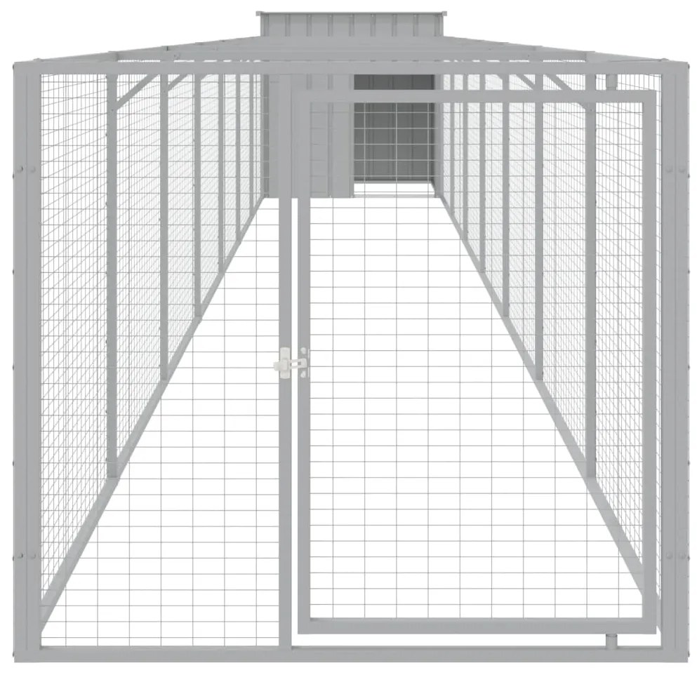 Σπιτάκι Σκύλου με Αυλή Αν. Γκρι 110x813x110 εκ. Γαλβαν. Χάλυβας - Γκρι