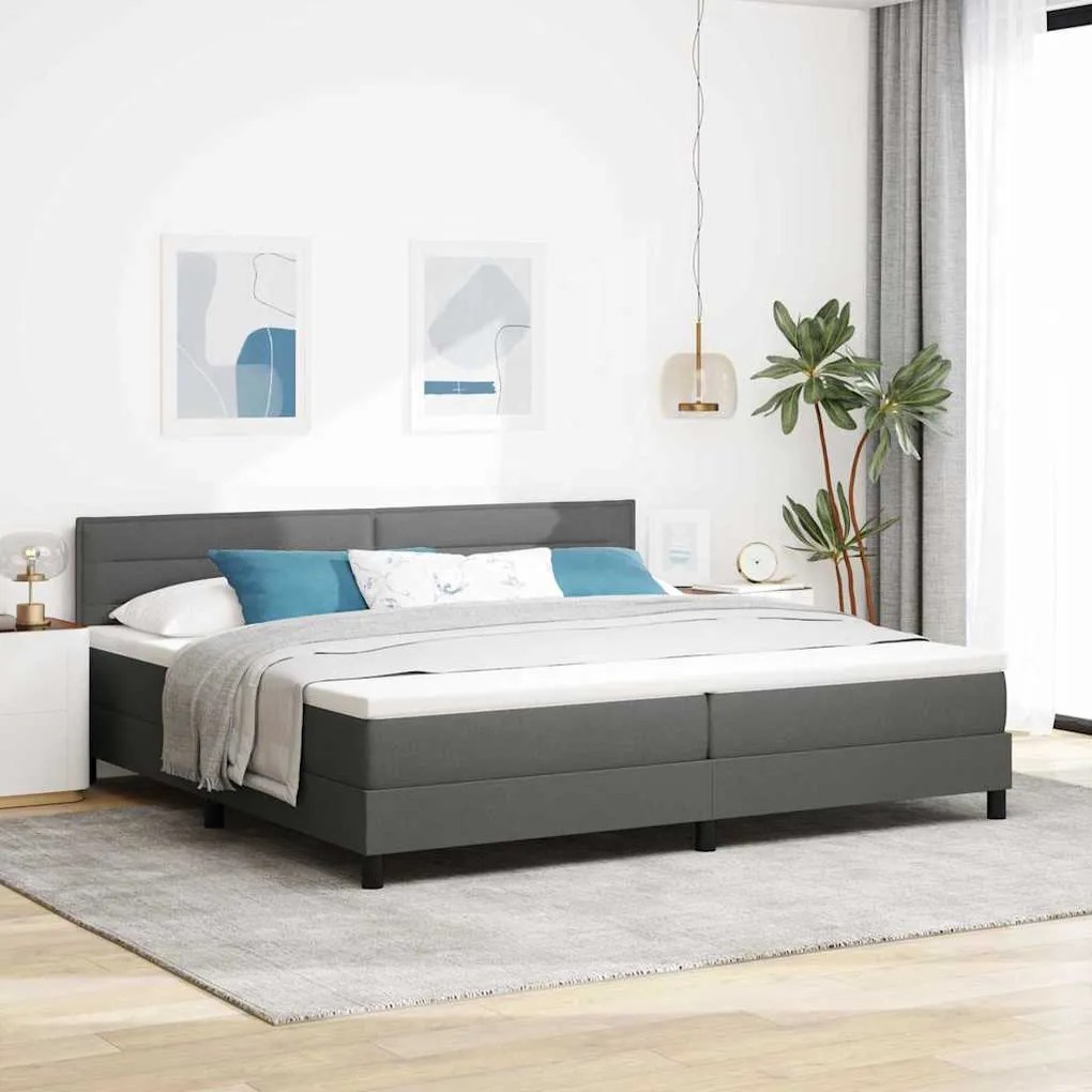 vidaXL Κρεβάτι με Βαλίτσα σε Σκούρο Γκρι 200x200 εκ. Ύφασμα
