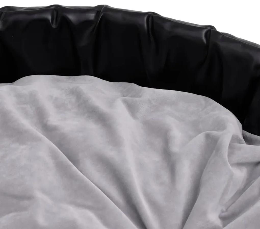Κρεβάτι Σκύλου Μαύρο/Γκρι 69 x 59 x 19 εκ. Βελουτέ/Συνθ. Δέρμα - Μαύρο