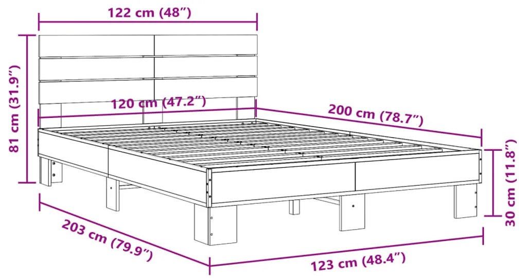 ΠΛΑΙΣΙΟ ΚΡΕΒΑΤΙΟΥ ΜΑΥΡΟ 120X200 ΕΚ. ΕΠΕΞ. ΞΥΛΟ &amp; ΜΕΤΑΛΛΟ 3280152