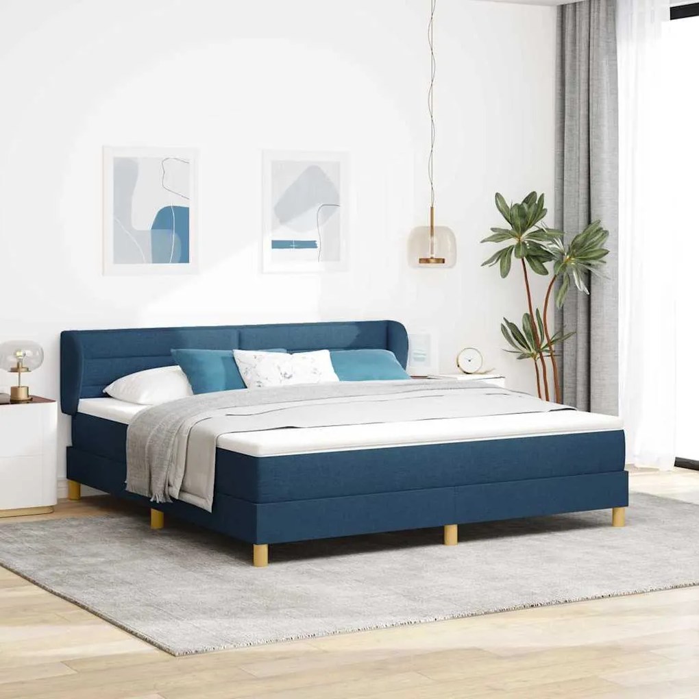 Κρεβάτι Box Spring με Στρώμα vidaXL σε Μπλε, 180x200 εκ. Υφάσματος