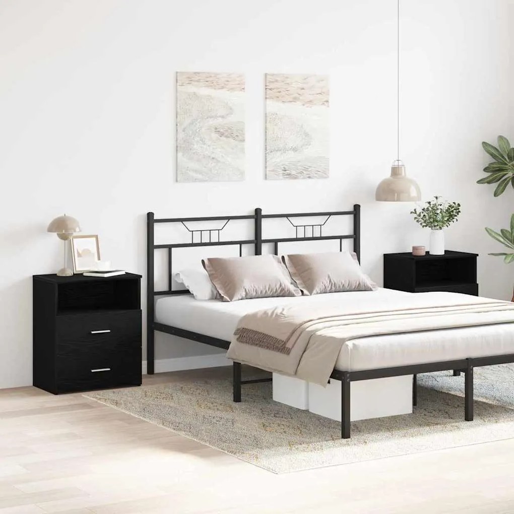 vidaXL Κομοδίνο 2 pcs Μαύρη δρυς 50 x 32 x 60 εκ. Επεξεργασμένο ξύλο