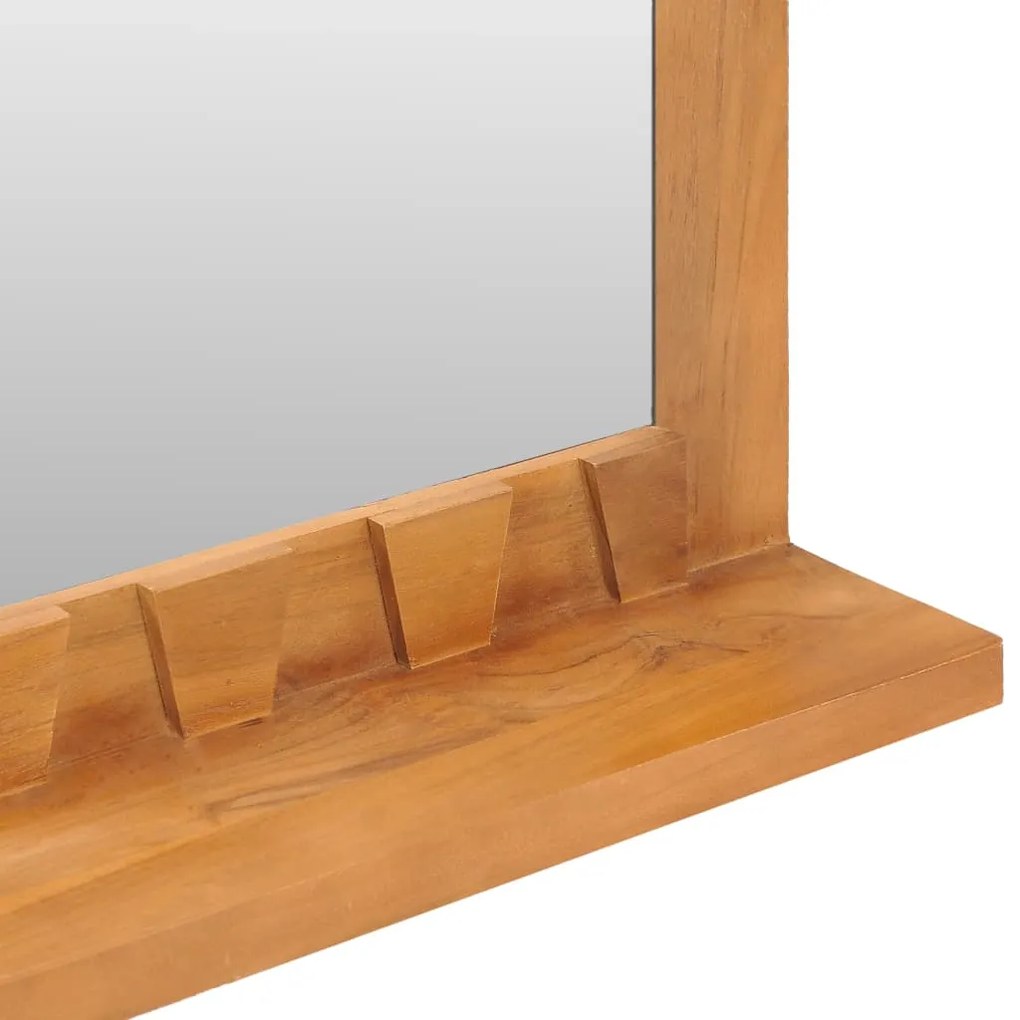 vidaXL Καθρέφτης Τοίχου με Ράφι 100 x 12 x 60 εκ. από Μασίφ Ξύλο Teak