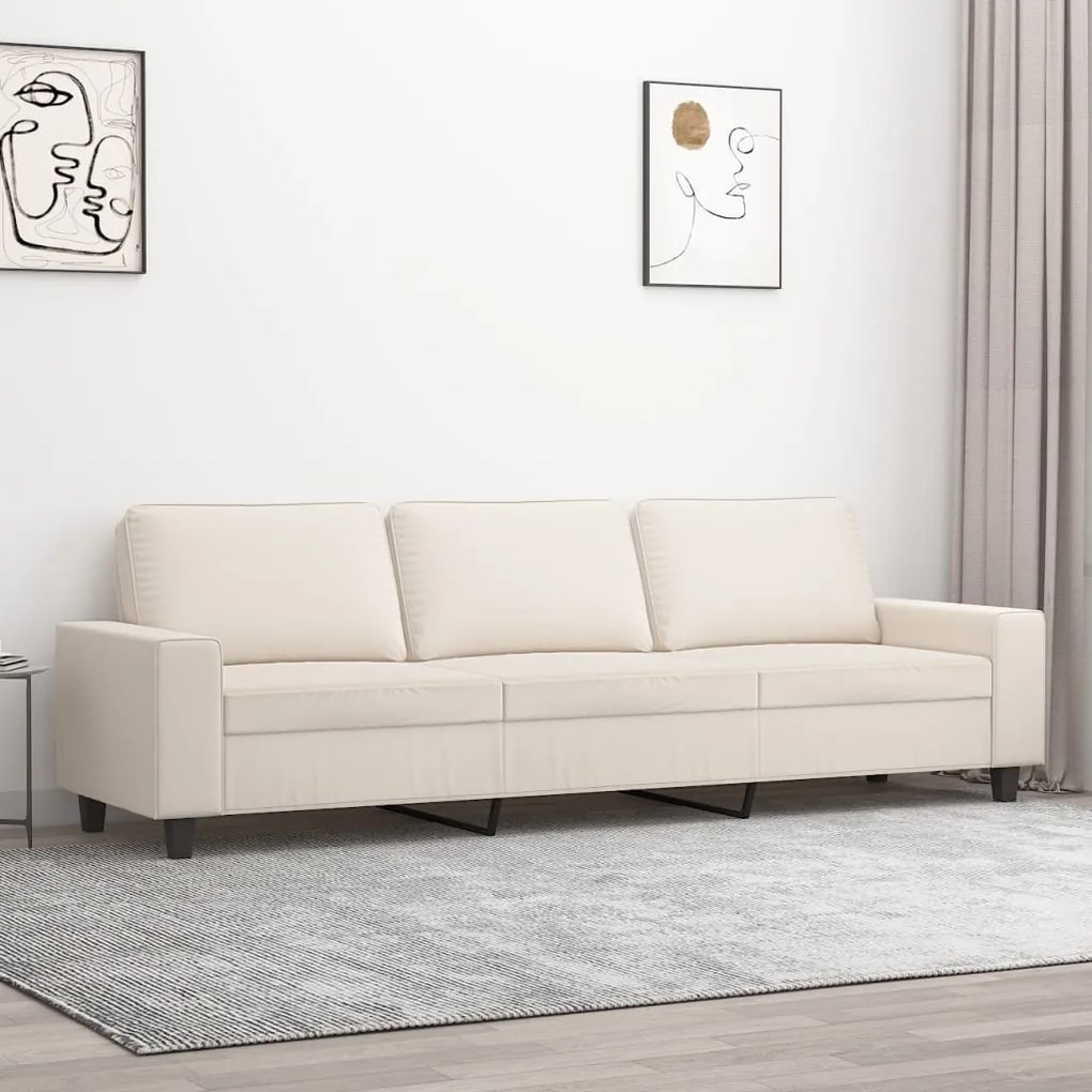 vidaXL Καναπές Τριθέσιος Μπεζ 210 εκ. Ύφασμα Μικροϊνών