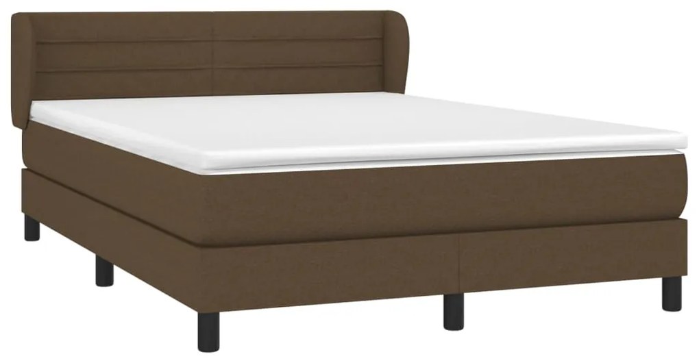 vidaXL Κρεβάτι Boxspring με Στρώμα Σκούρο Καφέ 140x200 εκ Υφασμάτινο