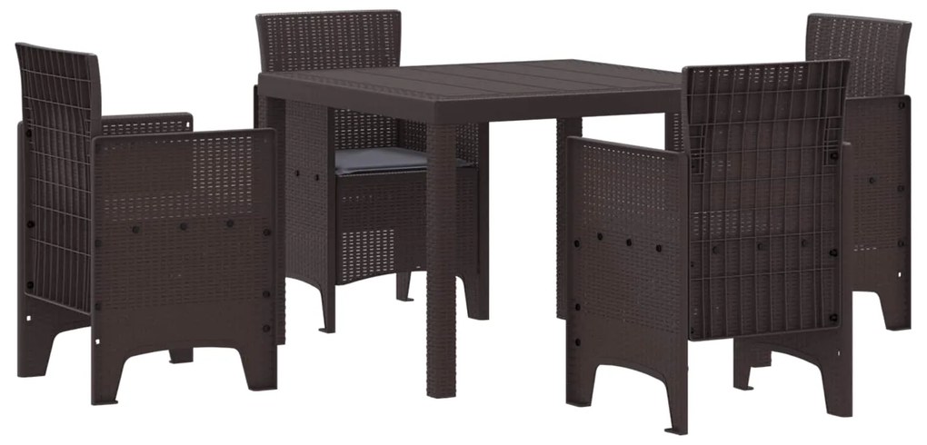 Σέτ φαγητού για κήπο 5 pcs Καφέ Rattan Polt