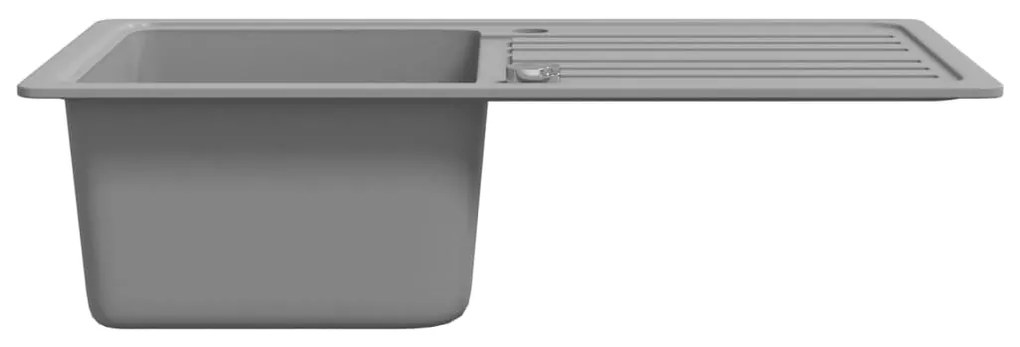 Νεροχύτης Αναστρέψιμος με Μονή Γούρνα &amp; Στραγγιστήρι Γκρι Γρανιτένιος