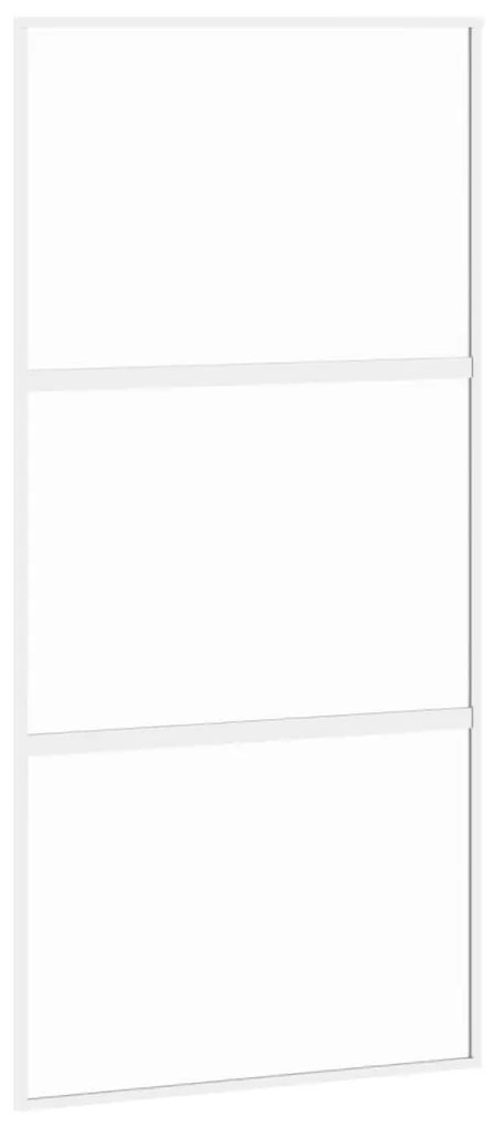 vidaXL Συρόμενη Πόρτα Λευκή 102,5 x 205 εκ. από Ψημένο Γυαλί/Αλουμίνιο