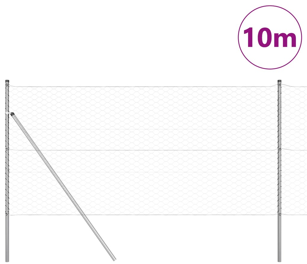 vidaXL Hexagon Fence 1x10 μ Γαλβανισμένος Χάλυβας