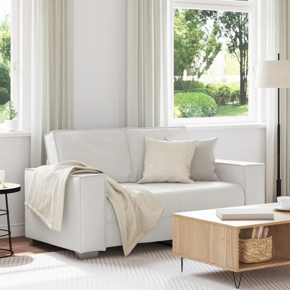 vidaXL Καναπές Loveseat 160 εκ με μαξιλάρι Λευκό Τεχνητό δέρμα