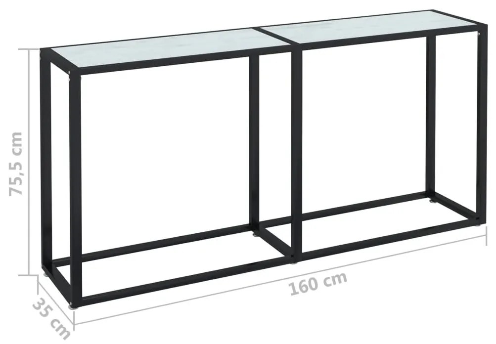 Τραπέζι Κονσόλα Λευκό Όψη Μαρμάρου 160x35x75,5 εκ. Ψημένο Γυαλί - Λευκό