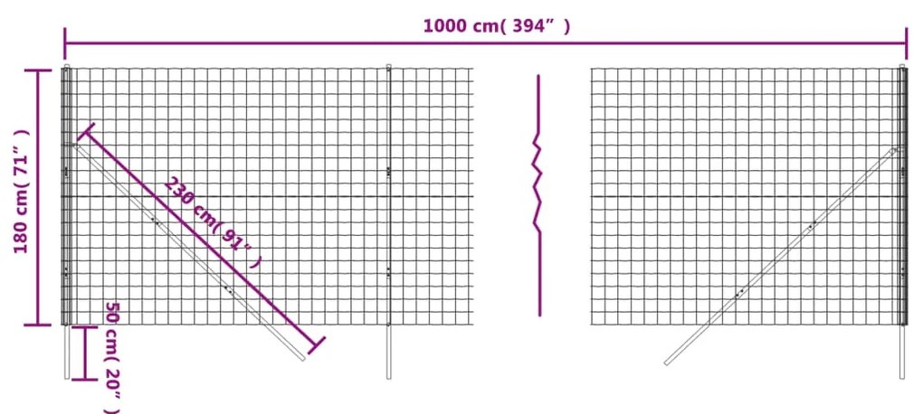 vidaXL Συρματόπλεγμα Περίφραξης Πράσινο 1,8x10 μ. Γαλβανισμένο Ατσάλι