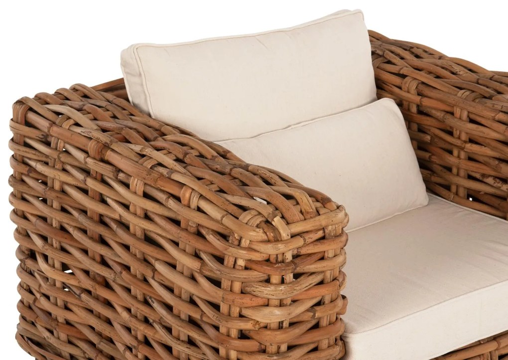 Σετ κήπου Σαλόνι TROPEL 4 τεμ Ξύλο Μαόνι με Φυσικό Rattan &amp; Λευκά Μαξιλάρια