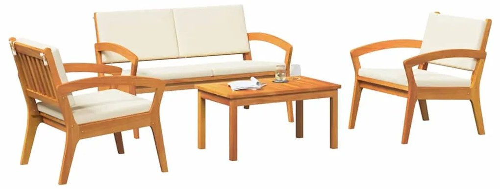 vidaXL Σετ μπιστρό με μαξιλάρι 4 pcs Καφέ Πολυεστέρας