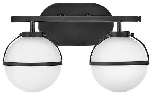 Απλίκα Φωτιστικό Μπάνιου 2xE14  Οπάλ Γυαλί  IP44 Hollis Elstead Lighting HK-HOLLIS2-O-BK-BATH Μαύρο