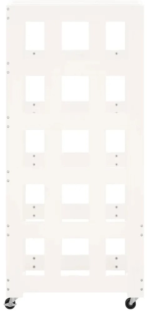 vidaXL Ξυλοθήκη με Τροχούς Λευκή 40x49x110 εκ. από Μασίφ Ξύλο Πεύκου