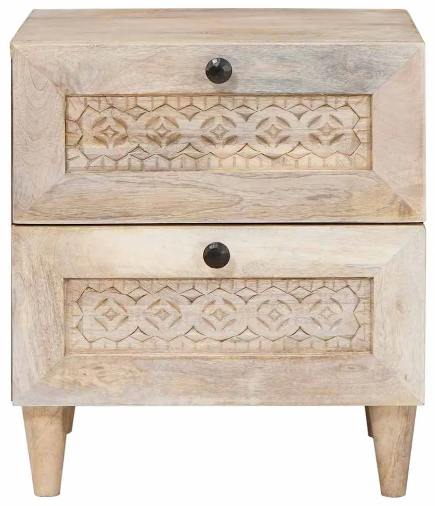 vidaXL Κομοδίνο 2 pcs Μπεζ 40 x 33 x 46 εκ. Μασίφ ξύλο μάνγκο