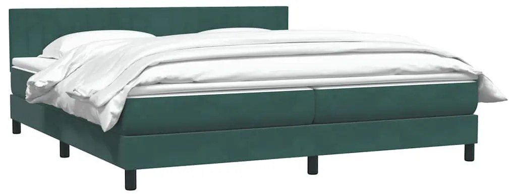 vidaXL Κρεβάτι Boxspring με Στρώμα Σκούρο Πράσινο 180x210εκ. Βελούδινο