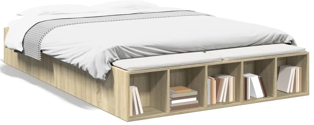 vidaXL Πλαίσιο Κρεβατιού Sonoma Δρυς 140x200 εκ. Επεξεργασμένο Ξύλο