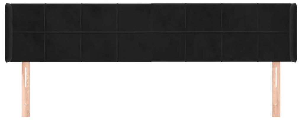 vidaXL Κεφαλάρι με Πτερύγια Μαύρο 163x16x78/88 εκ. Βελούδινο