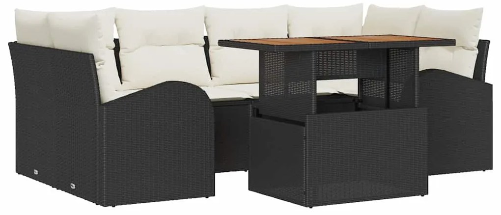 vidaXL Σετ Καναπέ Κήπου με αποθήκευση 7 pcs Μαύρο Πολυ ράταν
