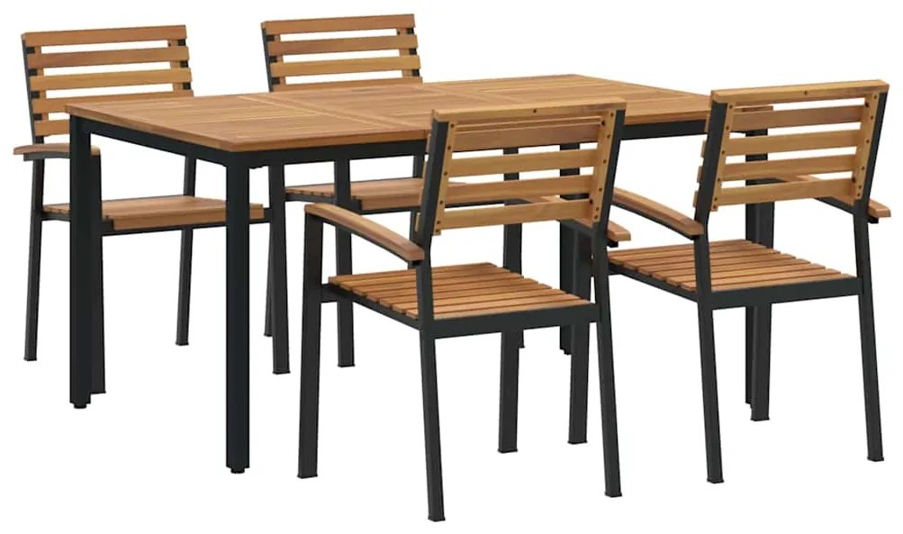 vidaXL Σέτ φαγητού για κήπο 5 pcs Μαύρο και καφέ 150 x 90 x 75 cm