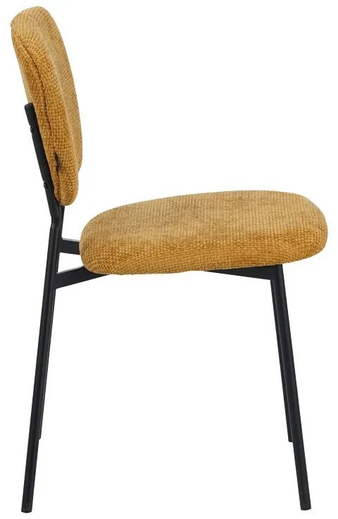 Καρέκλα Cathair με ύφασμα μπουκλέ μουσταρδί και μαύρα μεταλλικά πόδια 48x53x82 εκ. 4αδα 48x53x82 εκ.