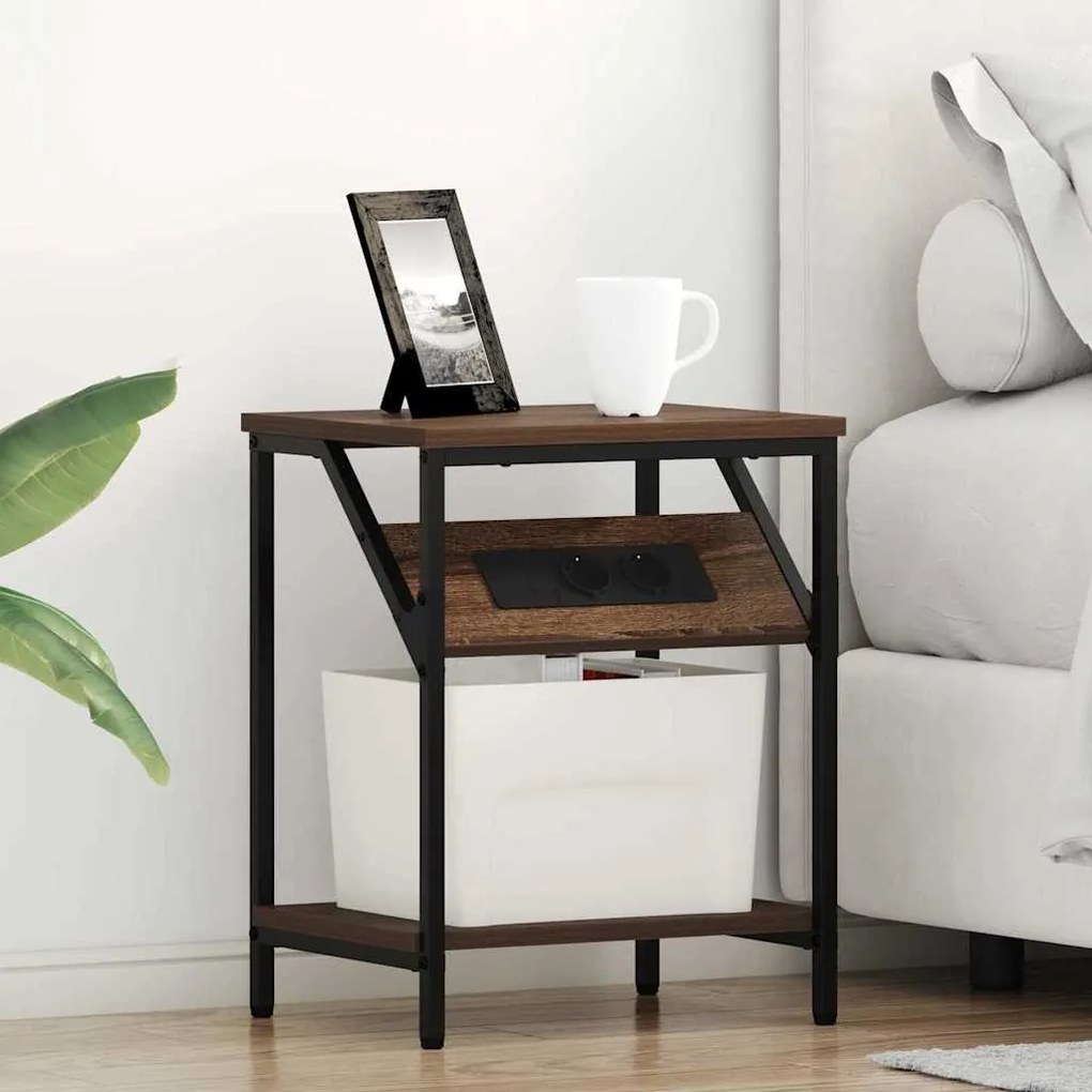 vidaXL Κομοδίνο Καφέ δρυς 38 x 30 x 48 εκ. Επεξεργασμένο ξύλο