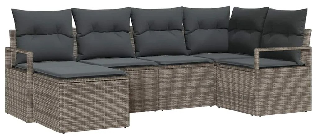 vidaXL Σετ Καναπέ Κήπου 6 pcs Γκρι Πολυ ράταν